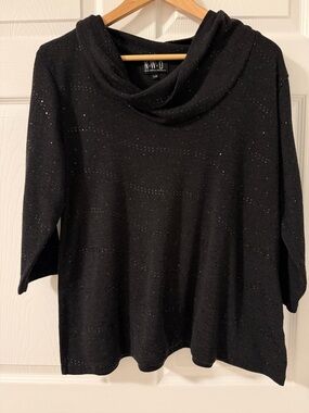 N.W.D Black Cowl Neck Sparkle Knit Sweater Top Size Large